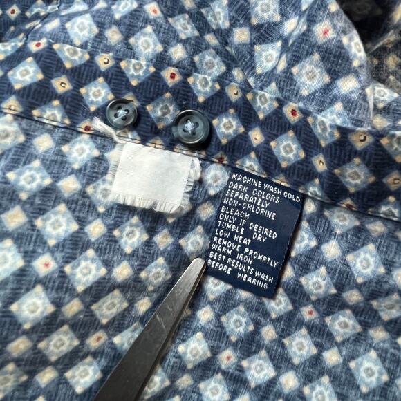 Vintage Chaps Ralph Lauren Shirt Mens 2XLT Blue Geometric Button Up Long Sleeves - Picture 6 of 8